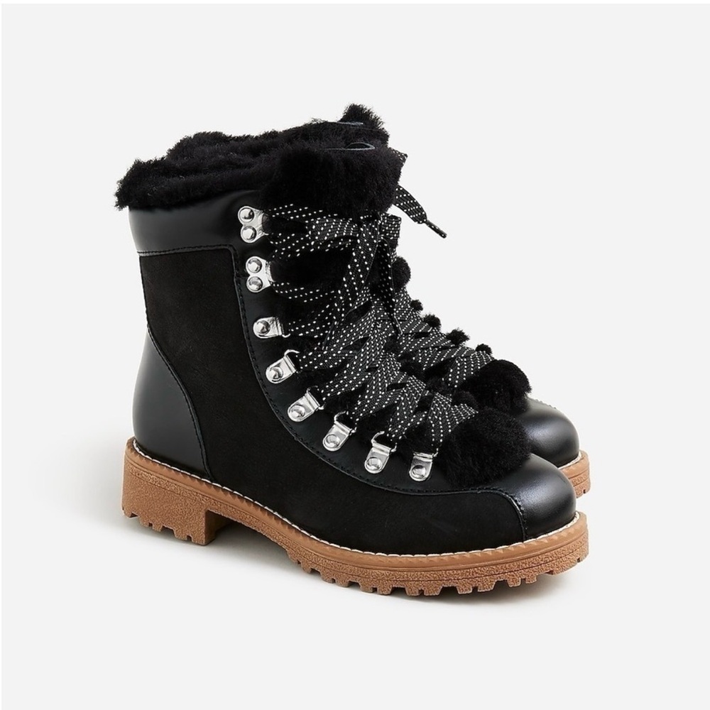 J. Crew Black Nordic Winter Boots in leather and nubuck